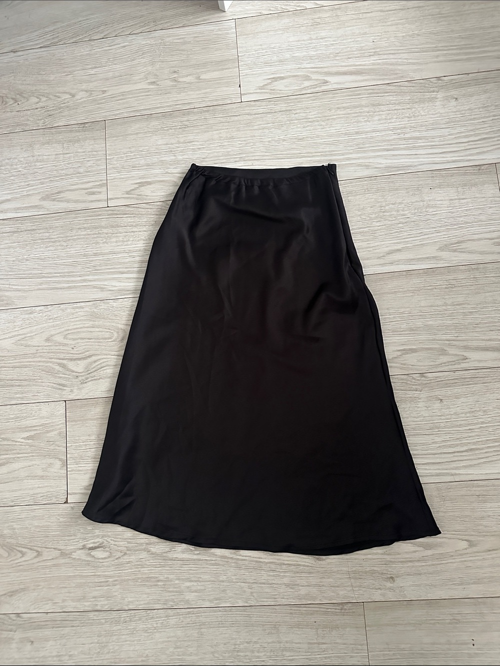 SHEIN Black Satin A-Line Midi Skirt